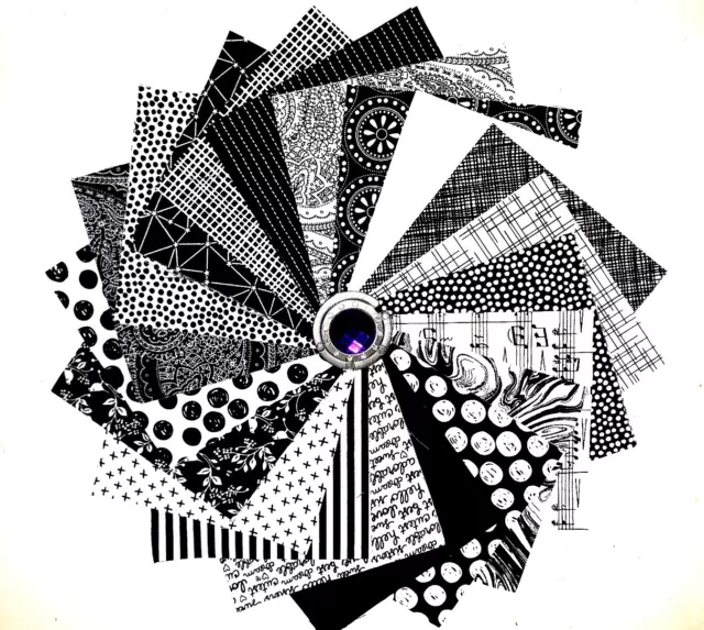 Monotones Cotton Fabric Quilting  5"x5" Charms Black & White 20 & 40 Packs