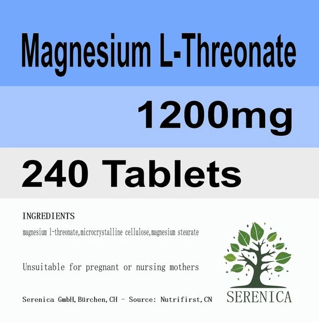 Magnesium L-Threonate 1000mg Bioavailable Form for the Brain x 240 Tablets