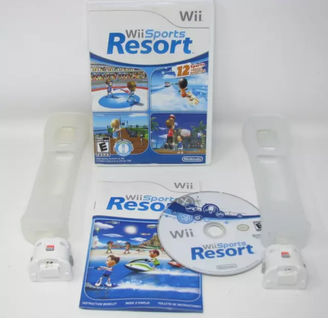 Nintendo Wii Sports Resort, 2 Motion Plus Adapters, Gel Sleeve Covers, Complete