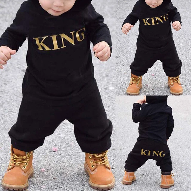 Newborn Baby Kids Boy "KING" Hooded Romper Bodysuit Jumpsuit Clothes Outfits Set