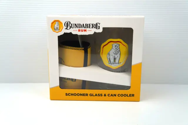 Bundaberg Rum Schooner Glass & Can Cooler New in Box