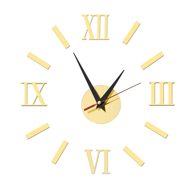 LZYMSZ Grande orologio da parete 3D senza cornice, adesivi murali moderni fai-da-te muto numeri grandi orologi decalcomanie home office hotel decorazione (Nero