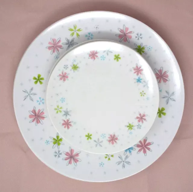 Vintage Boonton Ware Scandia MCM Melmac Plate Lot Atomic Starburst Flowers 7pc