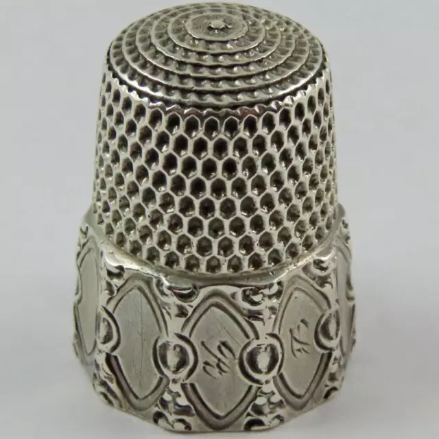 Antique Simons Bros. Oval Panel Size 9 Sterling Silver Sewing Thimble