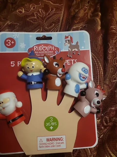 Rudolph The Red-nosed Reindeer Finger Puppets - Christmas - 5pc