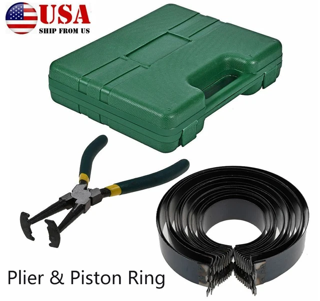 Motorcycle Piston Ring Compressor Cylinder Installer Tool Kit With Plier&14 Band