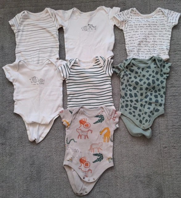 bundle baby boys 6-9 months clothes short sleeve top & vests bodysuits x 7