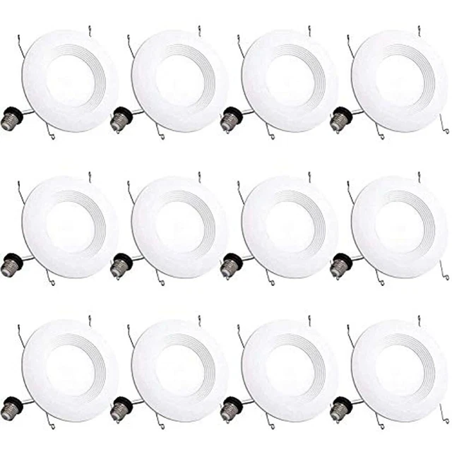 Bbounder Lighting 12 Pack 5/6 Inch LED Recessed Downlight, Baffle Trim, 5000K -