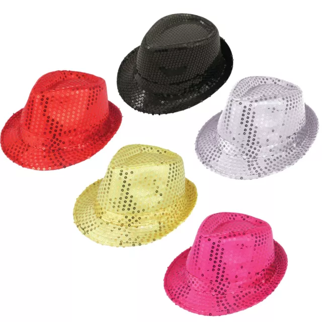 Cappello da gangster paillettes Fedora Trilby danza festa stile gangster abito elegante