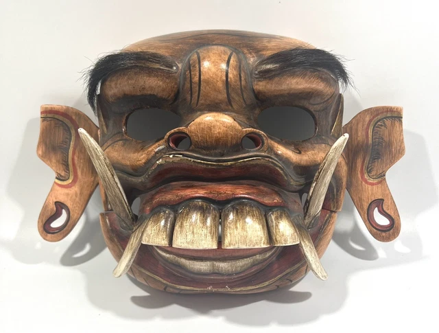 RARE Vintage Hand Carved Wooden Painted Asian Balinese Indoneasian Rangda Mask