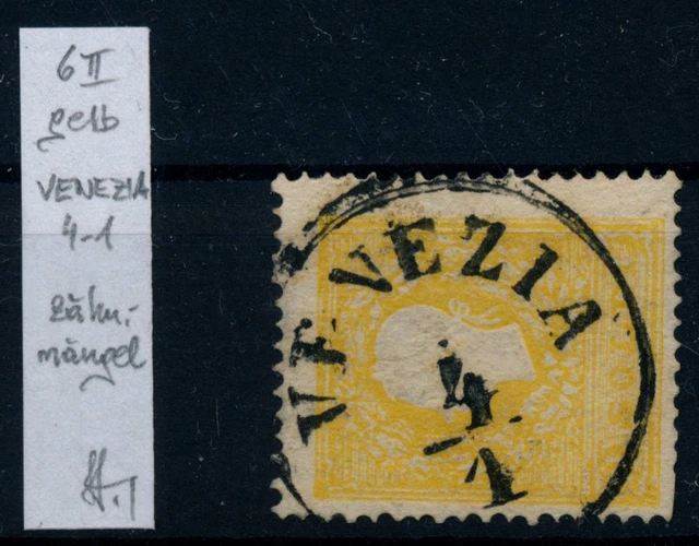 LOMBARDEI-VENETIEN 1858 2sld. gelb/dunkelgelb, Type II. VENEZIA. ANK:130,-! Sig.