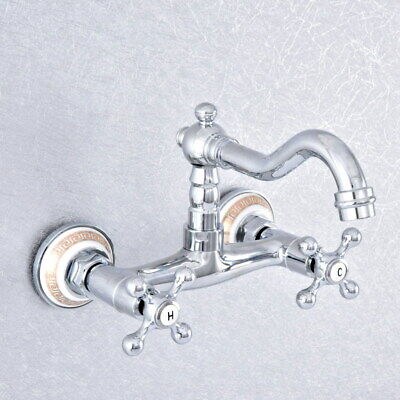 Silver Polished Chrome Kitchen Faucet Bathroom Sink Mixer Tap Wall Mount ssf780