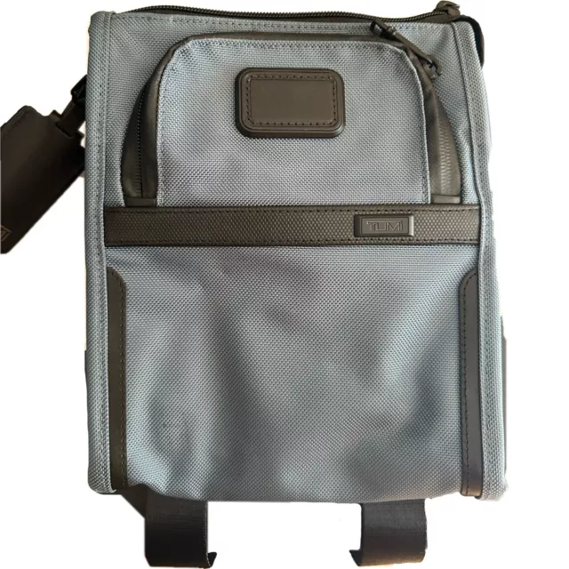 TUMI Alpha 3 Small Pocket Bag in Storm Blue FXT Ballistic Nylon+leather