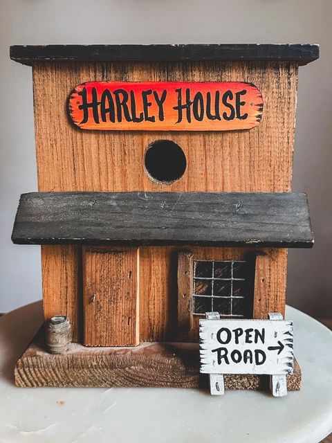 Unique Harley House Shop Bird House Open Road Wooden Birdhouse