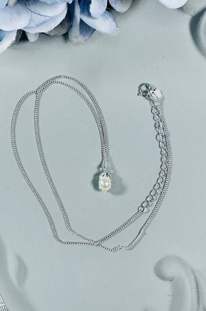 Sterlingsilber Halskette 925 Kette weiß Süßwasser Perle Anhänger