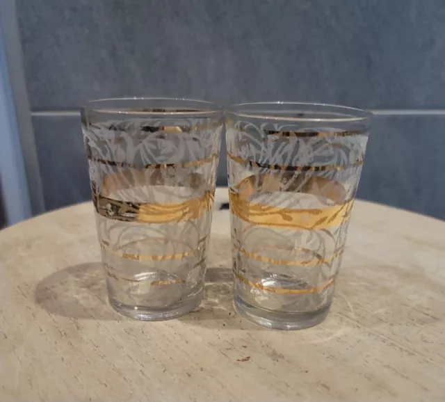 Lot X2 Verres A Thé Marocains Dorés Vintage