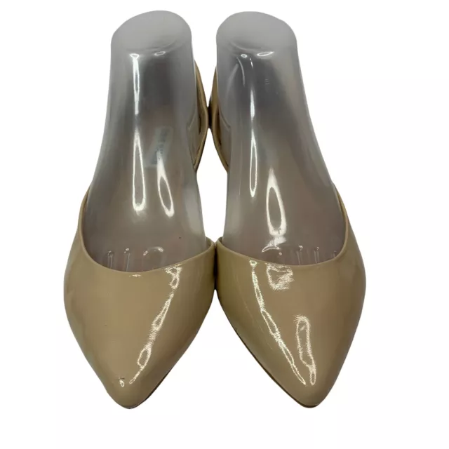 Steve Madden Sz 8 Flat Shoes Elusion D’Orsay Nude Patent Vegan Leather Point Toe