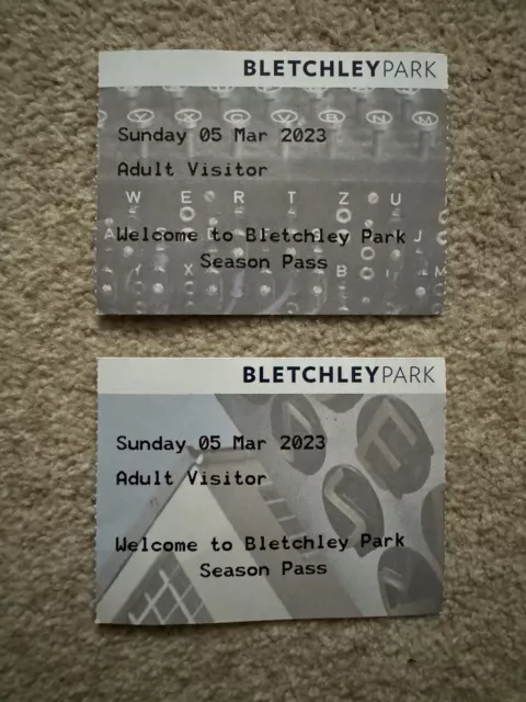 2 X Bletchley Park Museum Tickets Annual Pass – Valid Until 05/03/2024