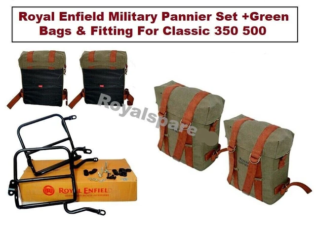 Ensemble de sacoches militaires Royal Enfield + sacs et raccords verts pour...