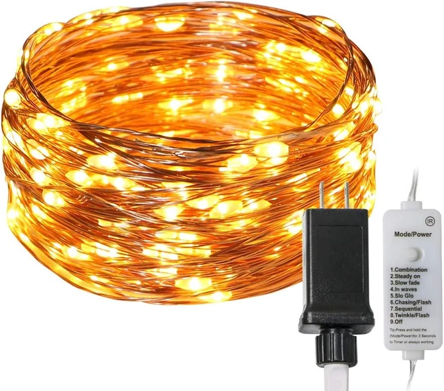Fairy Lights, 32Ft 100 Leds Waterproof Copper Wire Lights String Lights Plug in