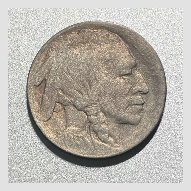 1913 D Type 1 Buffalo Nickel. Full Horn Details Key Date. Holo-restored Coin (E)