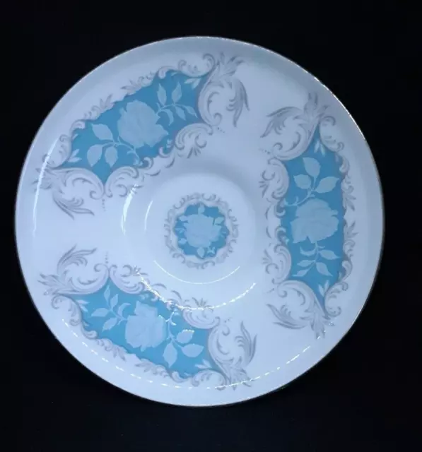 Aynsley China 'Moonlight Rose' saucer, beautiful roses, leaves and swirls design