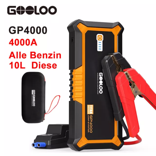 GOOLOO 4000A Auto Starthilfe Jump Starter Ladegerät 12V Booster Powerbank KFZ DE