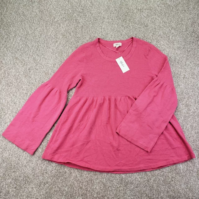 NEW Style & Co Size Small Womens Sweater Textured Long Sleeve Bell Pink Berry