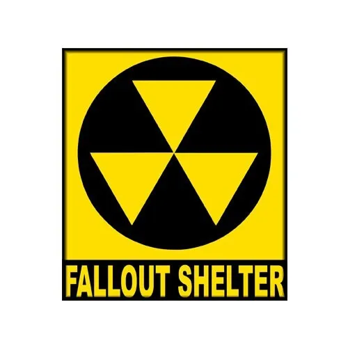 Fallout Shelter Sign Sticker nuclear anime cute nerd art pun indie 90s