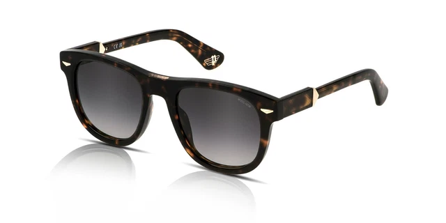 Lunettes De Soleil Police Code 4 Homme - Cadre Acétate Et Métal - Havane Foncé - Taille 55