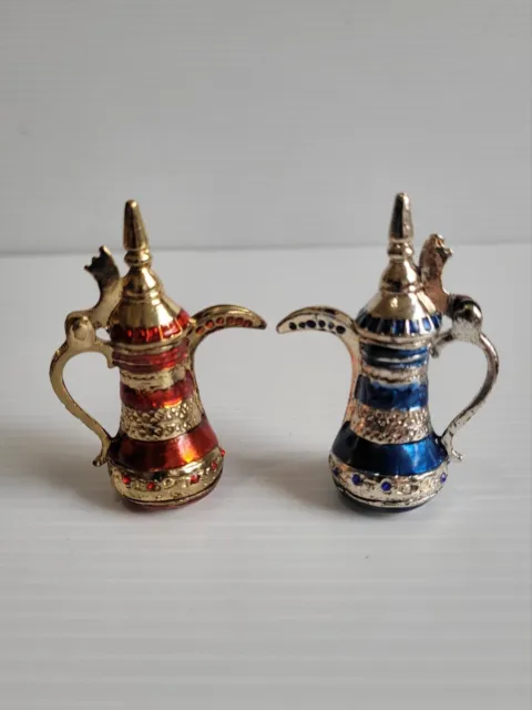 Souvenir From Dubai 2.5" Tall Colourful Tea Pot With Magnetic Closing Lid Lot-2