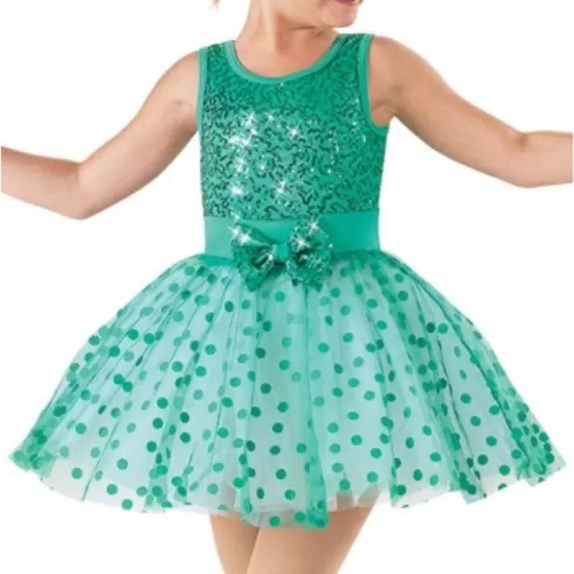 Weissman Dance tutu ballet dress teal polkadot Ain't She Sweet 7724 Child SC 6