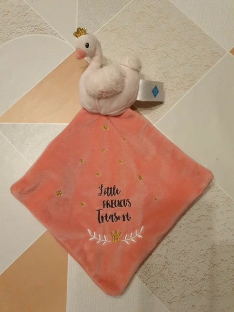 TBE PELUCHE DOUDOU TEX CYGNE LITTLE PRECIOUS TREASURE ROSE PLAT Etoile couronne