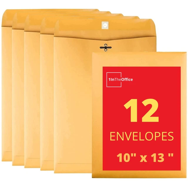 Clasp Envelopes 10X13 Brown Clasp Envelopes Moisture-Activated Glue Adhesive