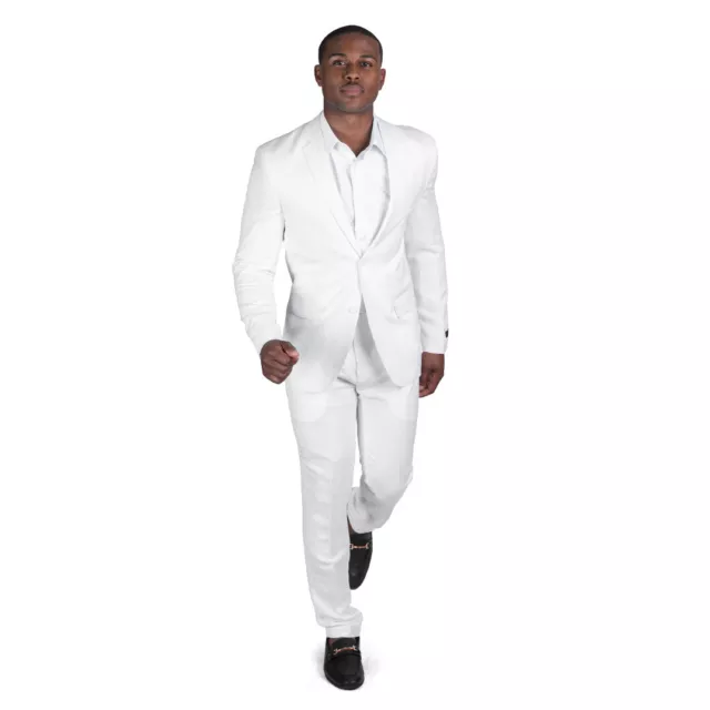 Slim Fit Mens Suit 2 Button Pinstripe Tan Blue Line Notch Lapel Flat Front  Pants AZAR MAN 7918 