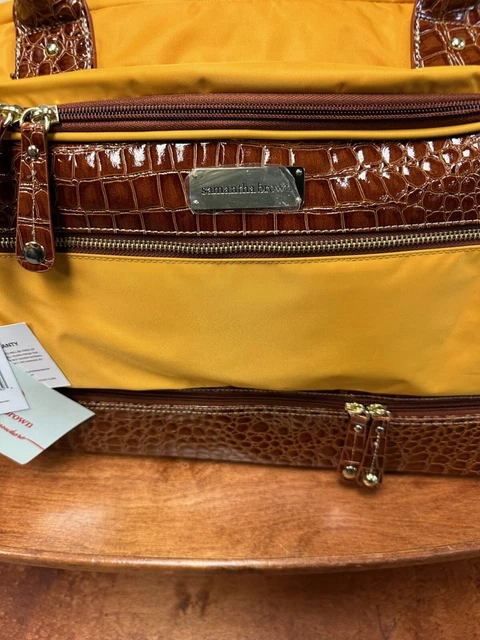 New Samantha Brown Classic Drop Bottom Satchel With Yellow / Camel 2
