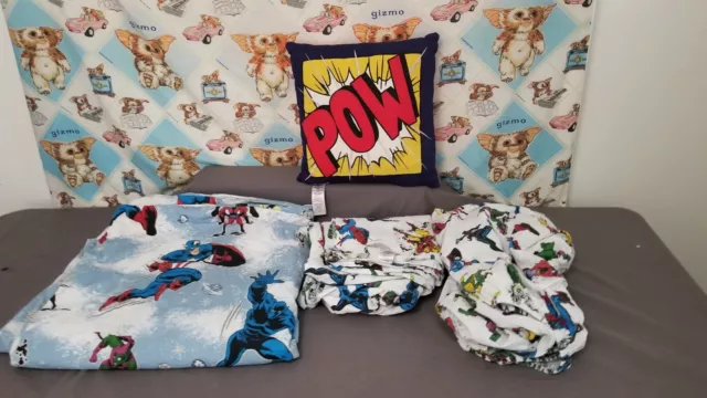Pottery Barn Kids Marvel Glow In The Dark Sheet Duvet Pillow Set Full/Queen