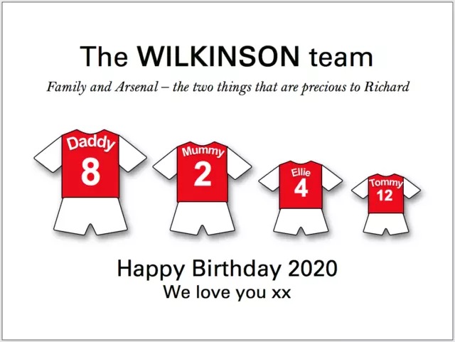 PERSONALISED Football Family Print Christmas Birthday Gift Dad Brother Uncle