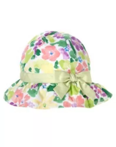 Gymboree First Picnic Green Floral Sun Hat 0 3 6 12 18 24 Nwt