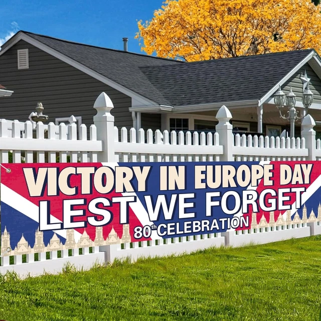 VE-Day 80. Jahrestag Banner – 2025 Sieg In Europa Tag Dekoration, 270x40 Cm, Polyester, Mit Seil Für Drinnen/draußen