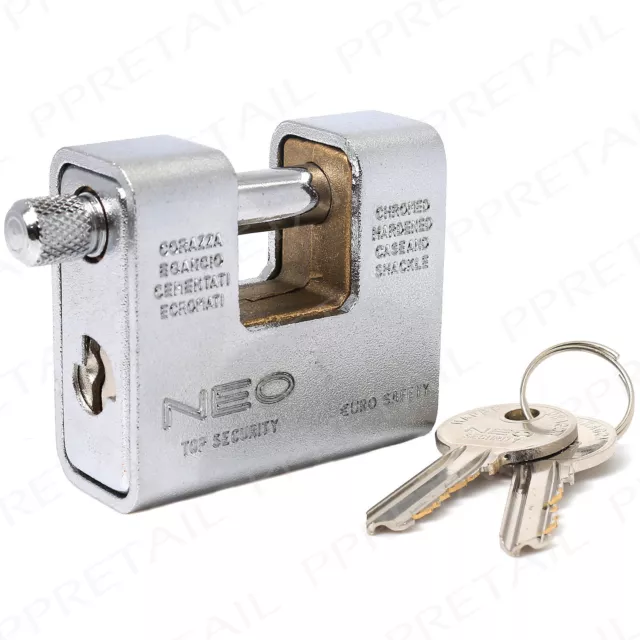 HEAVY DUTY 60mm HARDENED SHACKLE SHUTTER PADLOCK ARMOUR SECURITY Container Lock