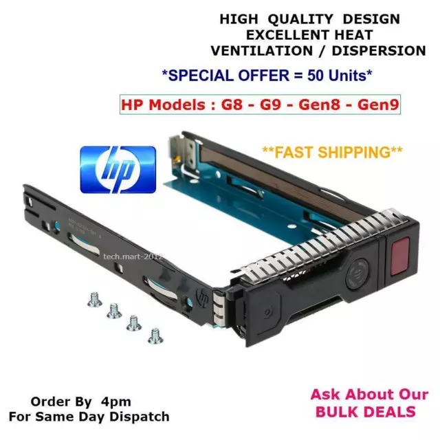 50 x HP 651314-001 SAS SATA LFF 3.5" Hot-Swap Hard Drive Caddy G8 G9 GEN8 GEN9.