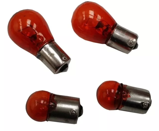 FOR VESPA ORANGE INDICATOR BULBS SET OF 4 FRONT & REAR PX LML P DISC -Offset Pin