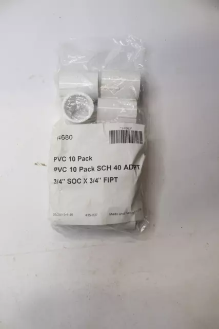 (10-Pk) Spears Female Adapter PVC White Schedule 40 3/4" 435-007
