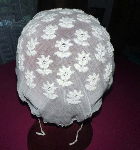Barbe de coiffe XIXe en linon brodé - 140 cm x 12 cm - eBay