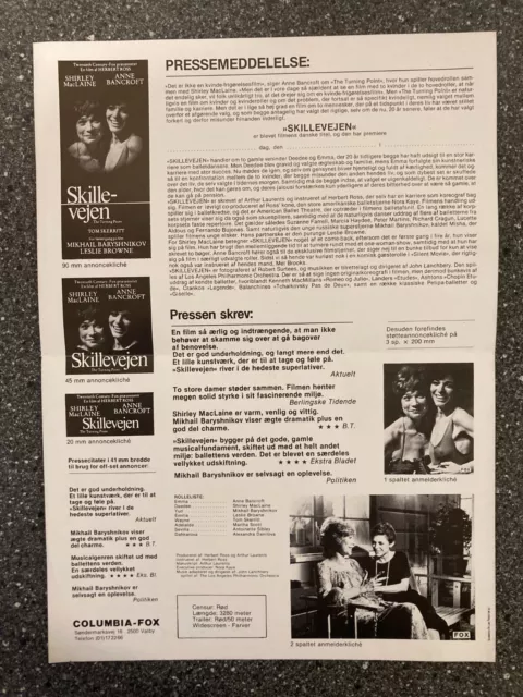 The Turning Point Anne Bancroft, Shirley MacLaine 1977 Danish Press Release 2