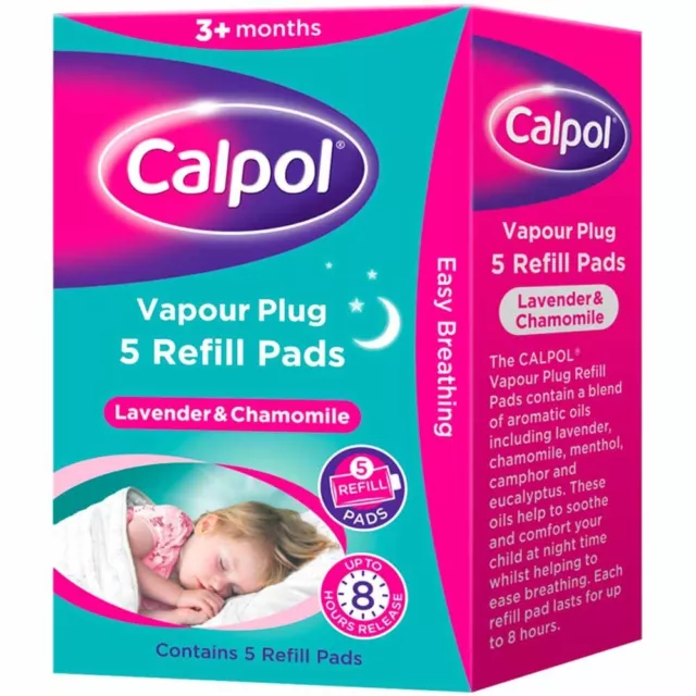 Calpol Vapour Plug Refill 5 Pads Only Easy Breathing Lavender and Chamomile