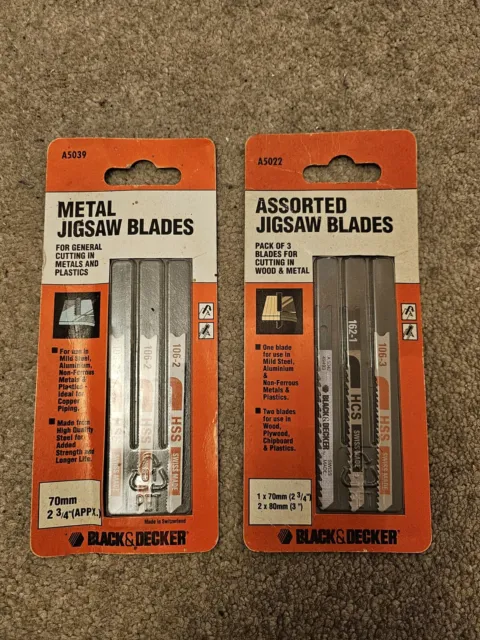Genuine Black & Decker Swiss Jigsaw Blades 2 Pack 70Mm - Metal / Wood / Plastics