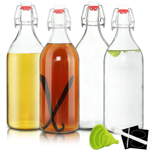 4 Pack 32oz Swing Top Glass Beer Bottles with Airtight Seal for Home Brewing