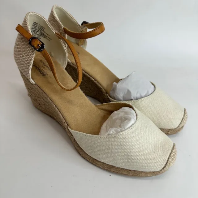 Sonoma Goods For Life Womens Gooseberry Espadrilles Sandals Beige Wedge 11 M New